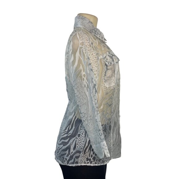 Cali and New York Women's White Sheer Button-Up Blouse & Tank Set Sz M/MP - Picture 8 of 13